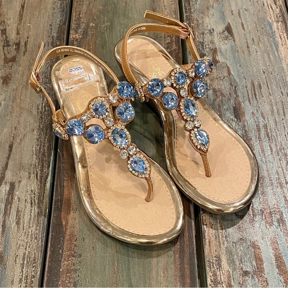 Madeline Stuart MsPinky Bling Faux Rhinestone Gemstone Flip Flop Sandals Sz 5.5 - Picture 2 of 10